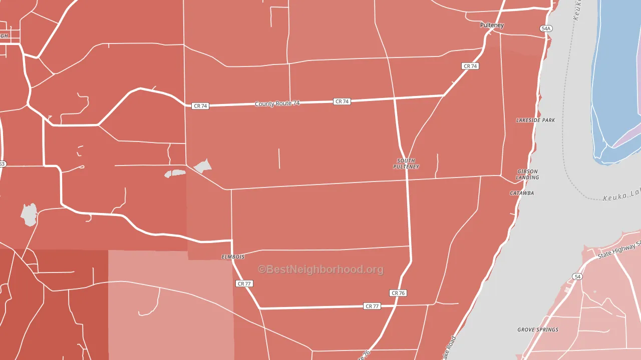 South Pulteney, NY block-group political-lean map