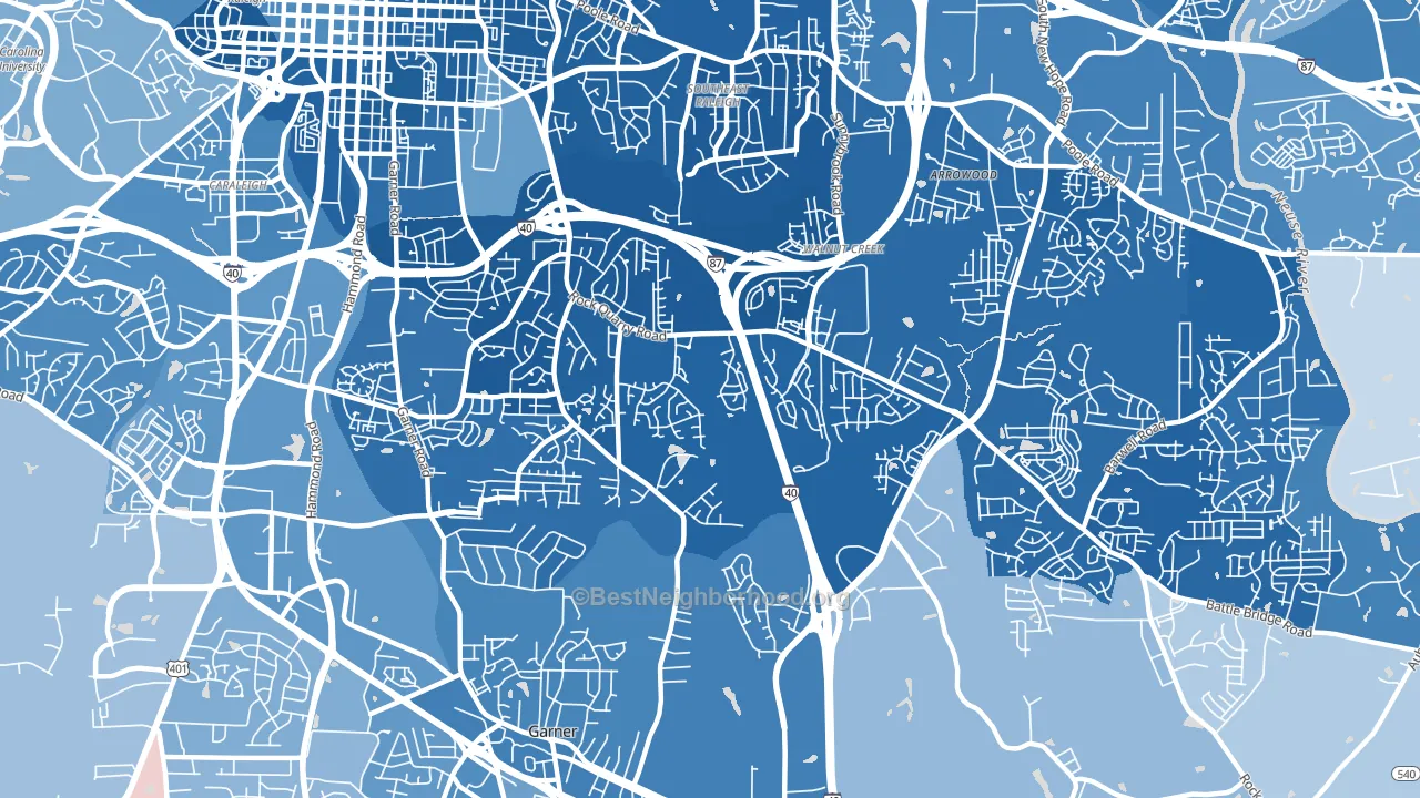 South, Raleigh, NC block-group political-lean map