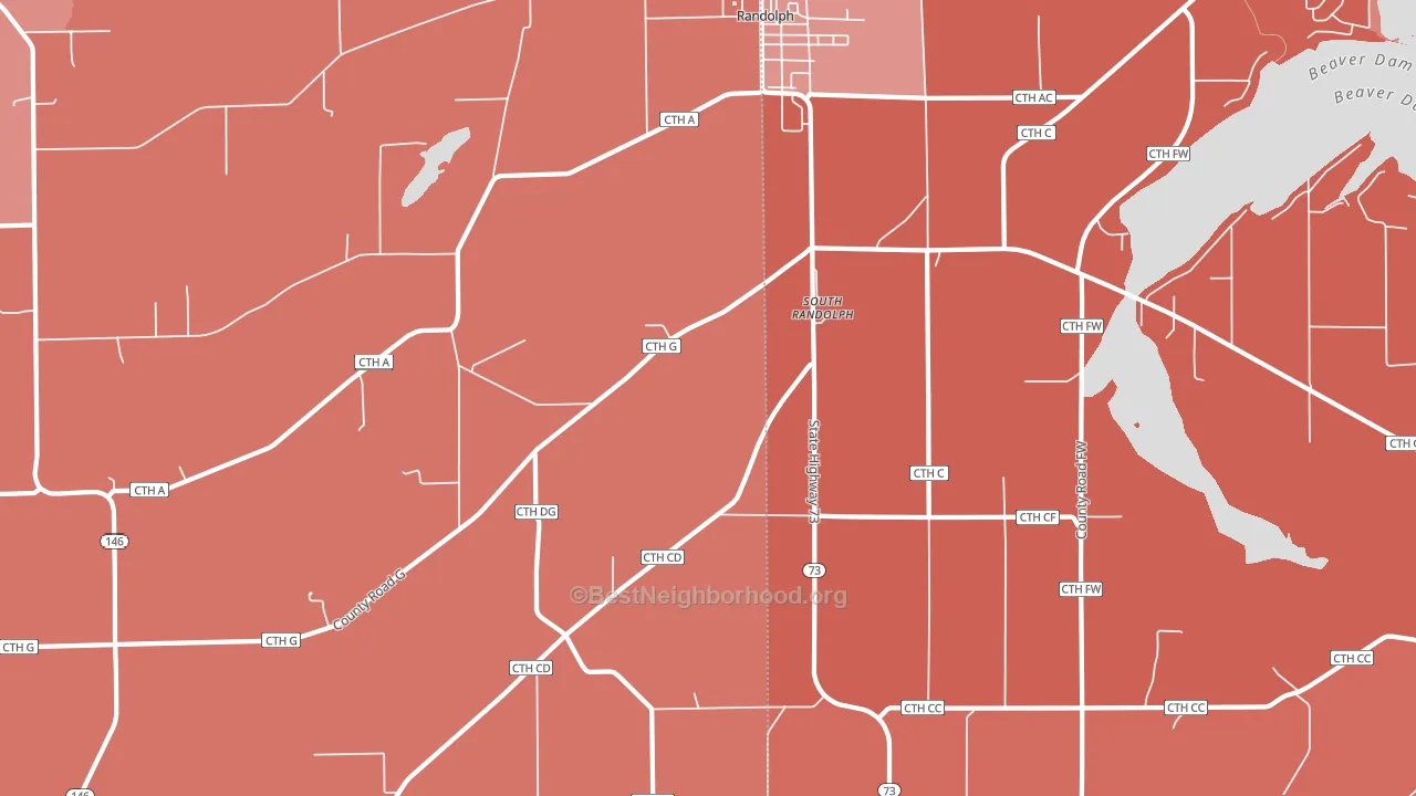 South Randolph, WI block-group political-lean map
