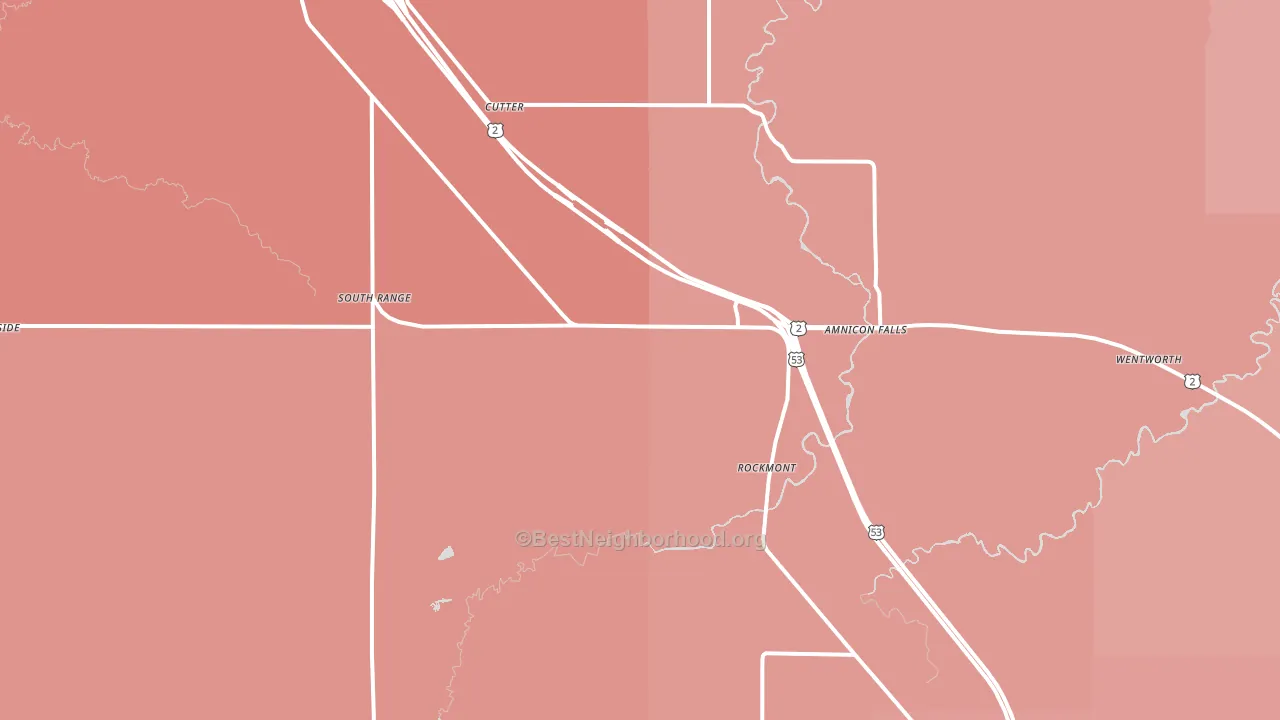 South Range, WI block-group political-lean map
