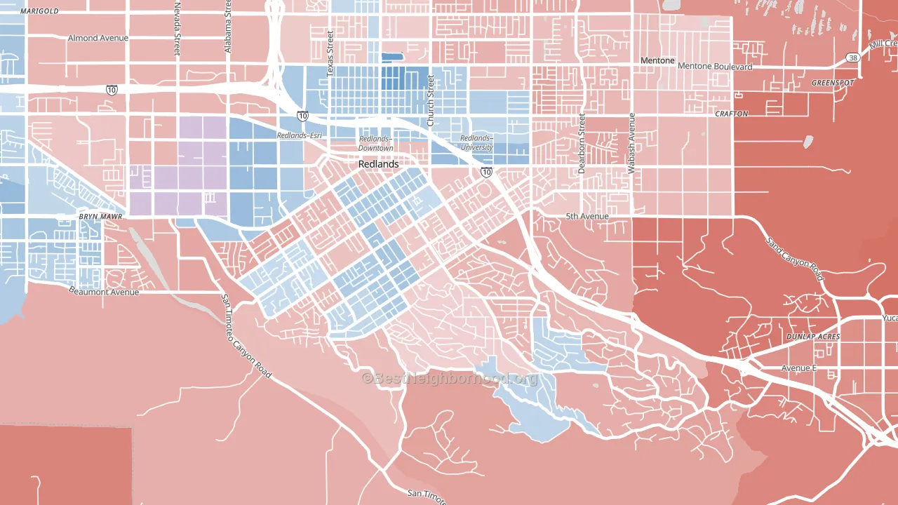 South Redlands, Redlands, CA block-group political-lean map