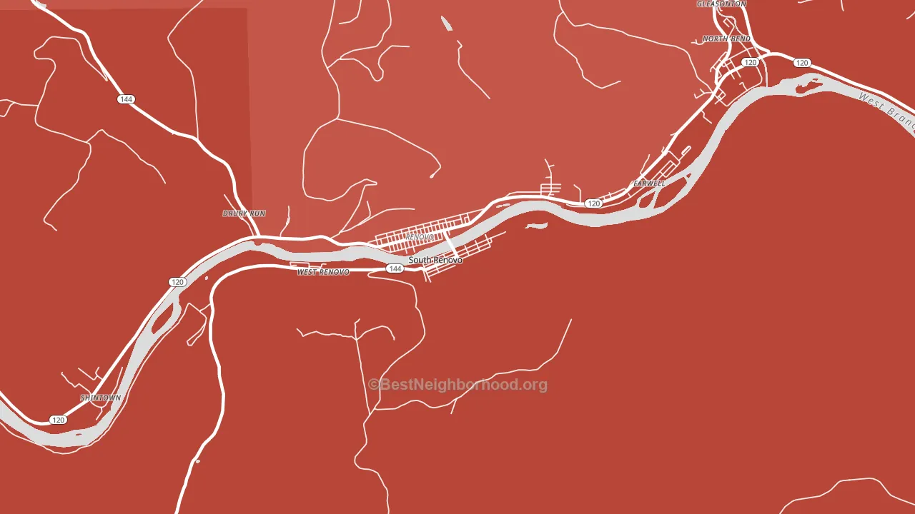 South Renovo, PA block-group political-lean map