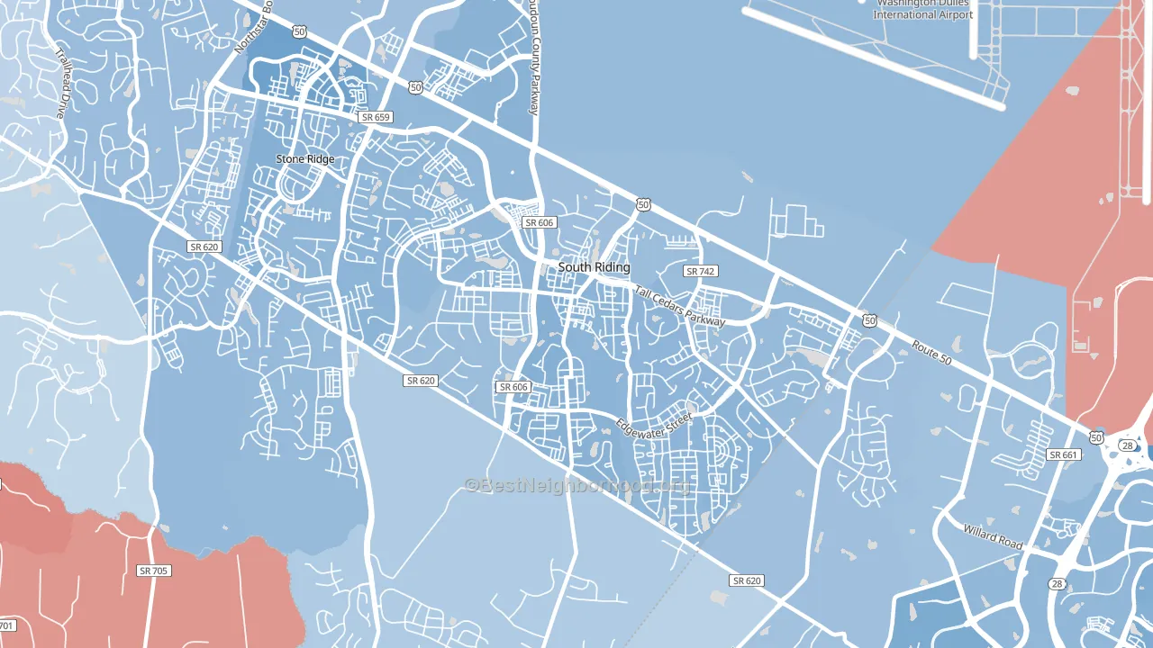 South Riding, VA block-group political-lean map