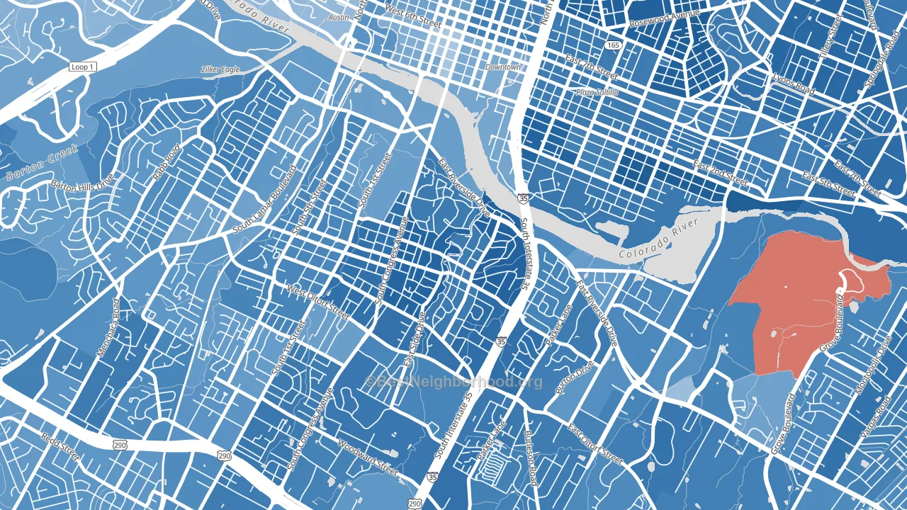 South River City, Austin, TX block-group political-lean map