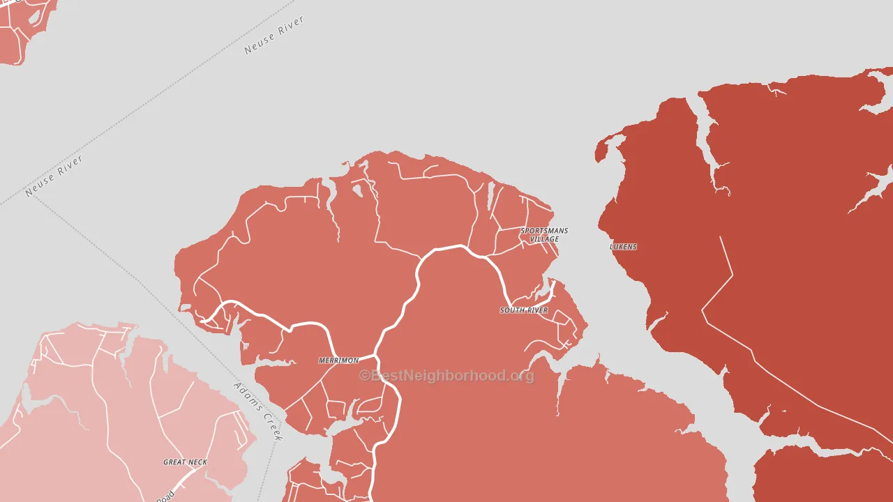 South River, NC block-group political-lean map