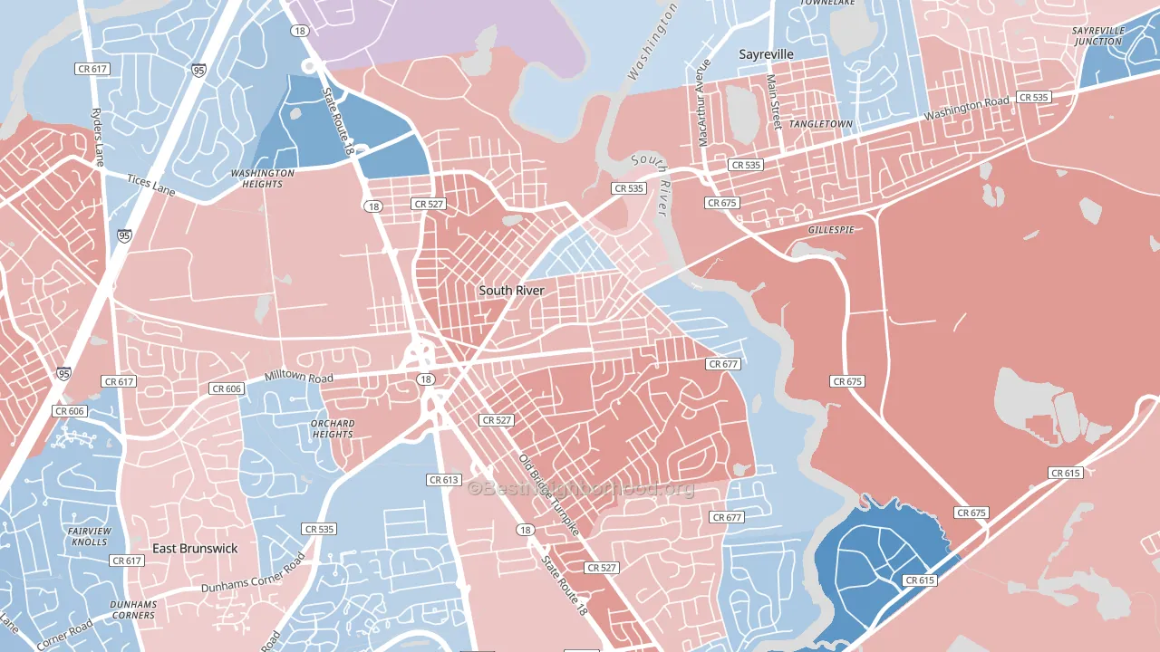 South River, NJ block-group political-lean map