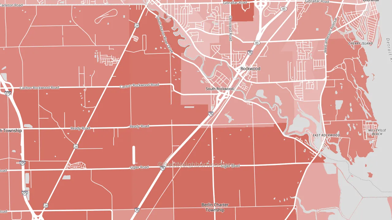 South Rockwood, MI block-group political-lean map
