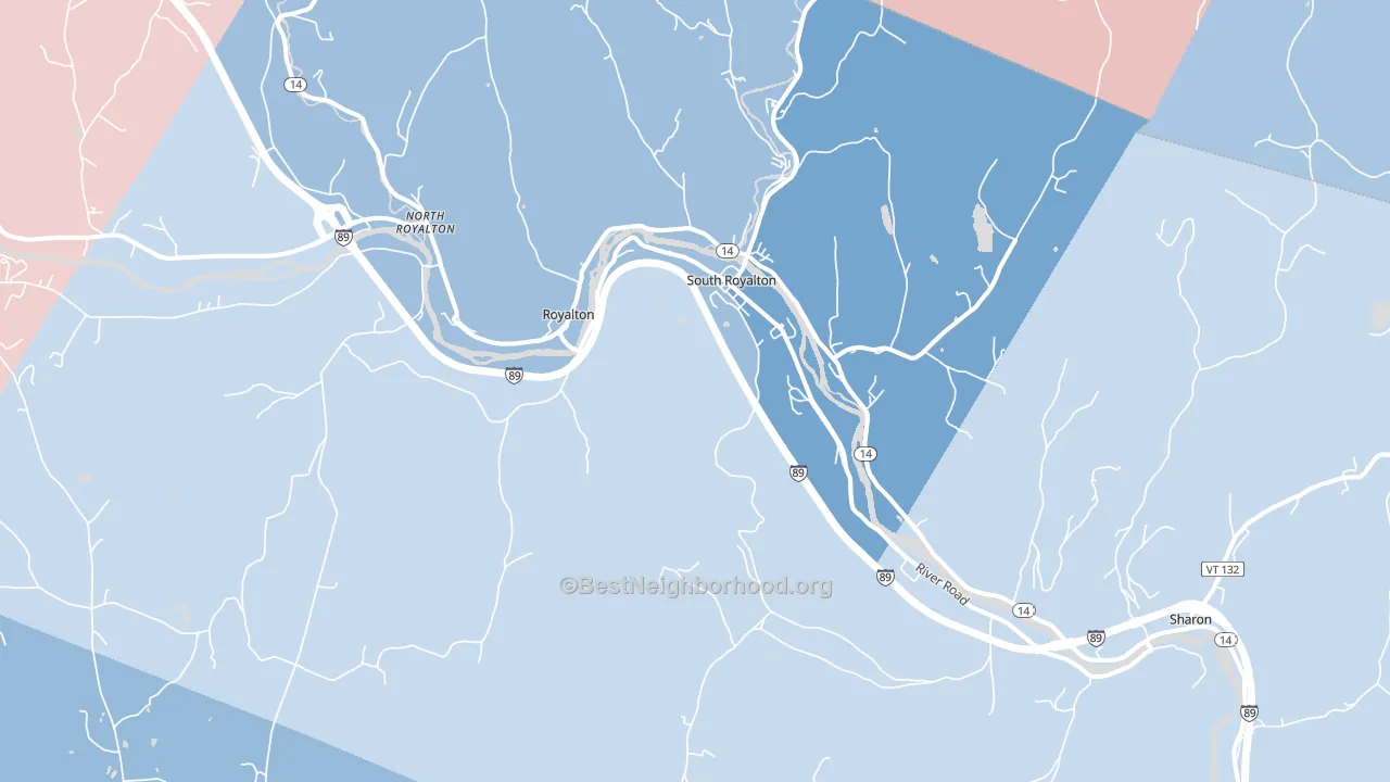 South Royalton, VT block-group political-lean map