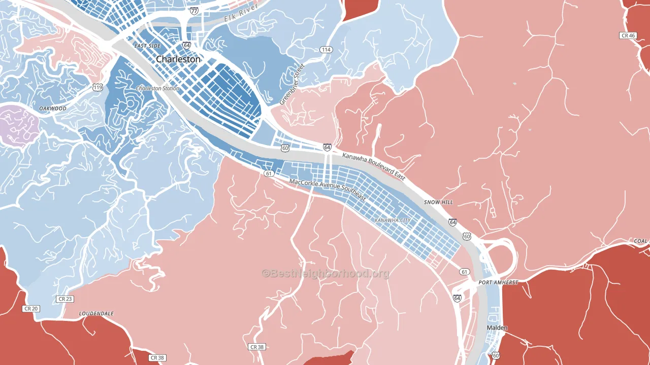 South Ruffner, Charleston, WV block-group political-lean map