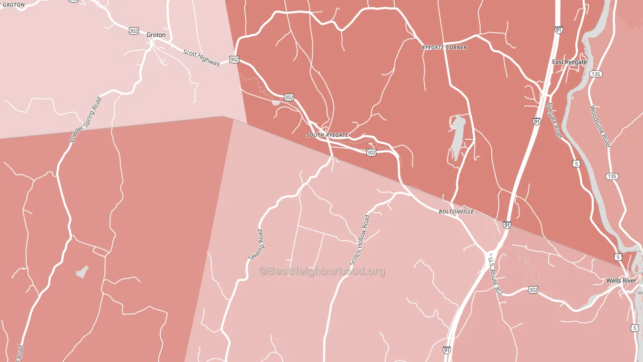 South Ryegate, VT block-group political-lean map