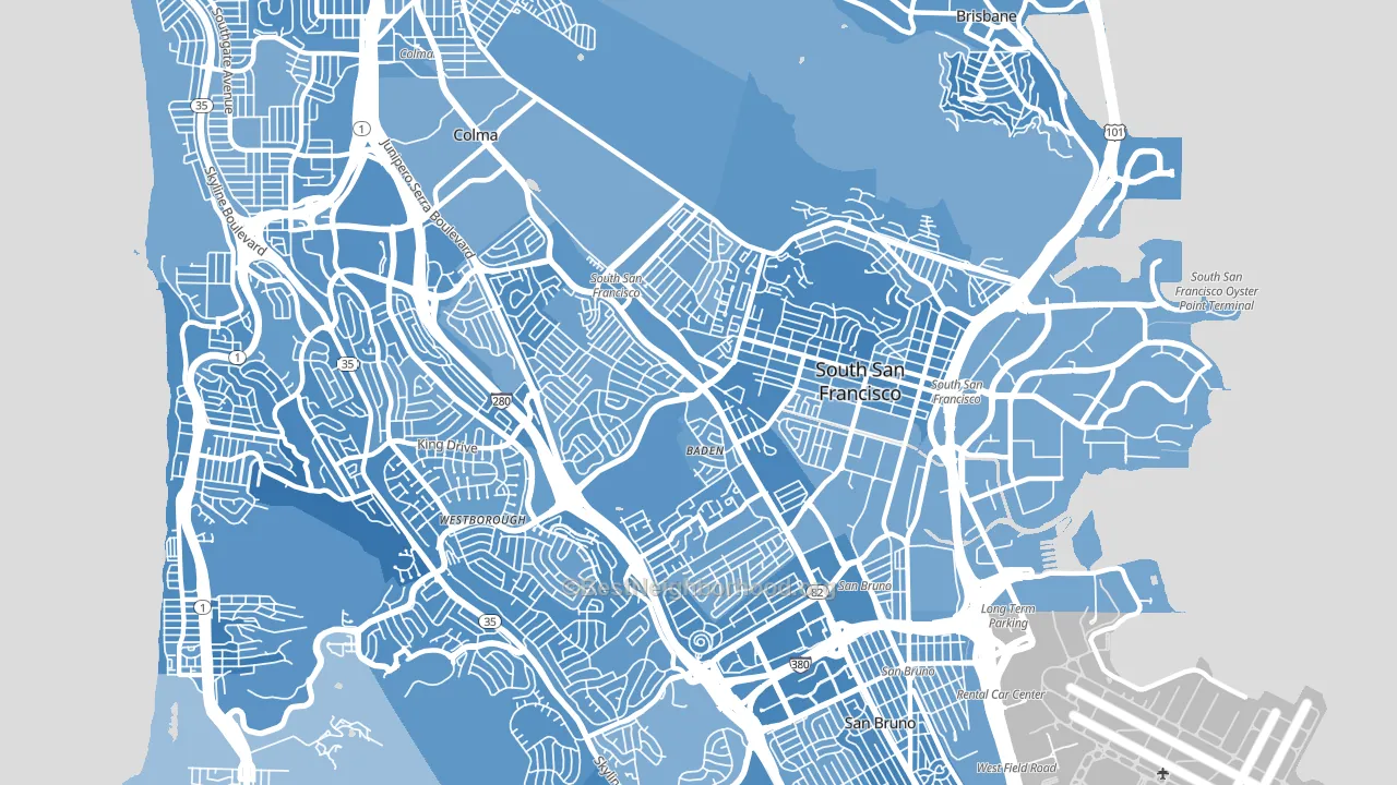 South San Francisco, CA block-group political-lean map