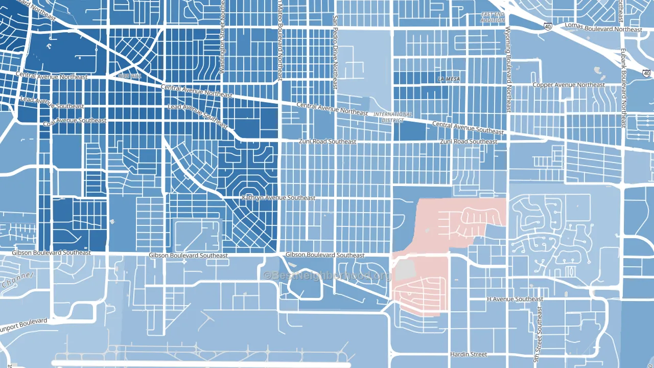 South San Pedro, Albuquerque, NM block-group political-lean map