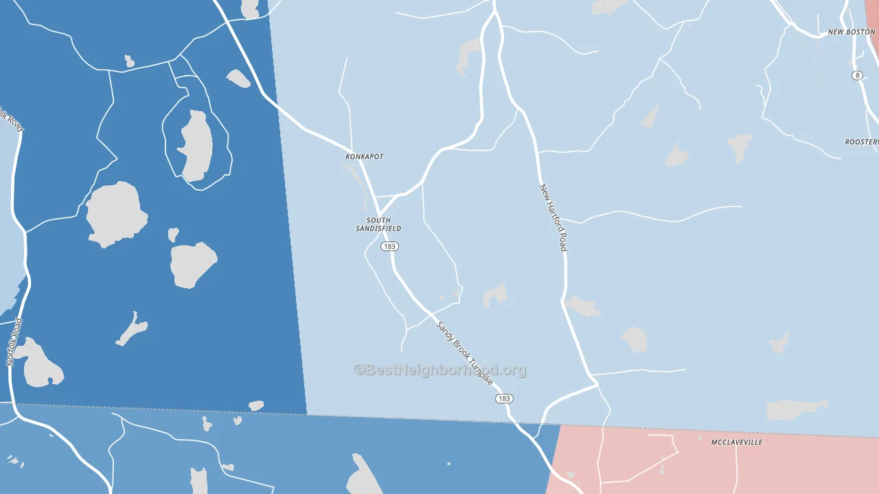 South Sandisfield, MA block-group political-lean map
