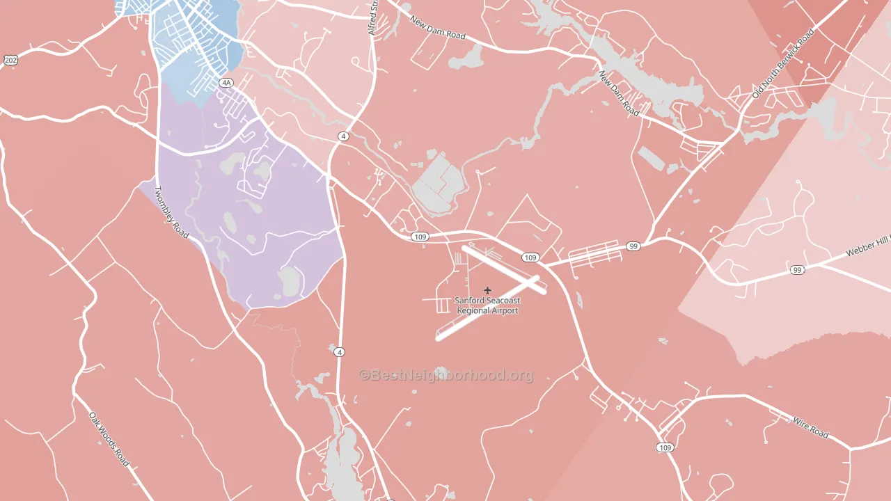 South Sanford, ME block-group political-lean map