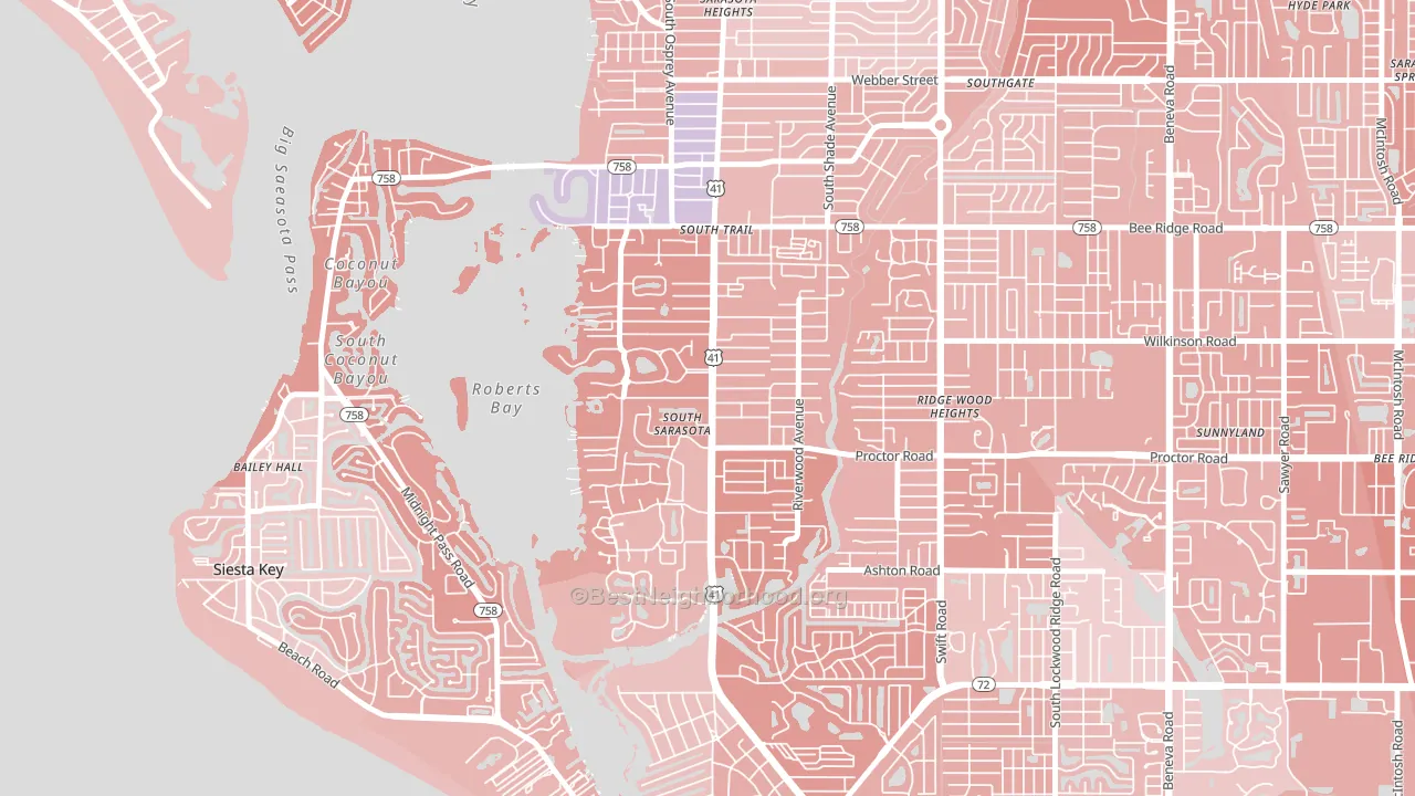 South Sarasota, FL block-group political-lean map