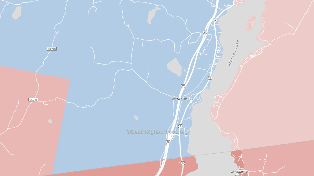 South Schroon, NY block-group political-lean map