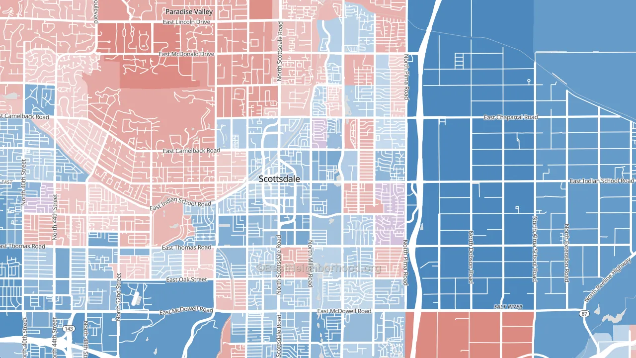 South Scottsdale, Scottsdale, AZ block-group political-lean map