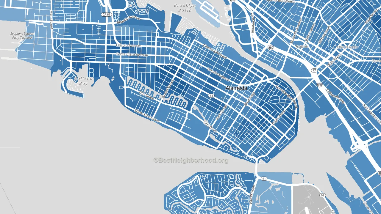 South Shore, Alameda, CA block-group political-lean map