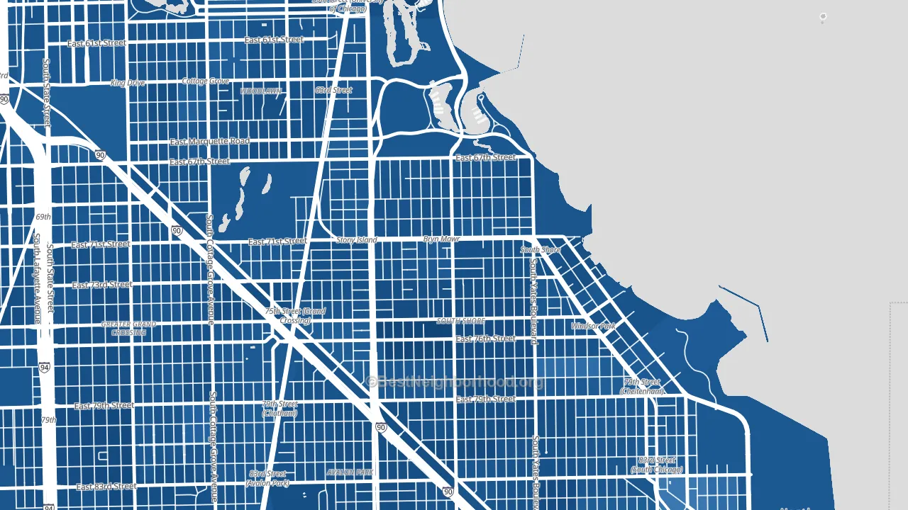 South Shore, Chicago, IL block-group political-lean map
