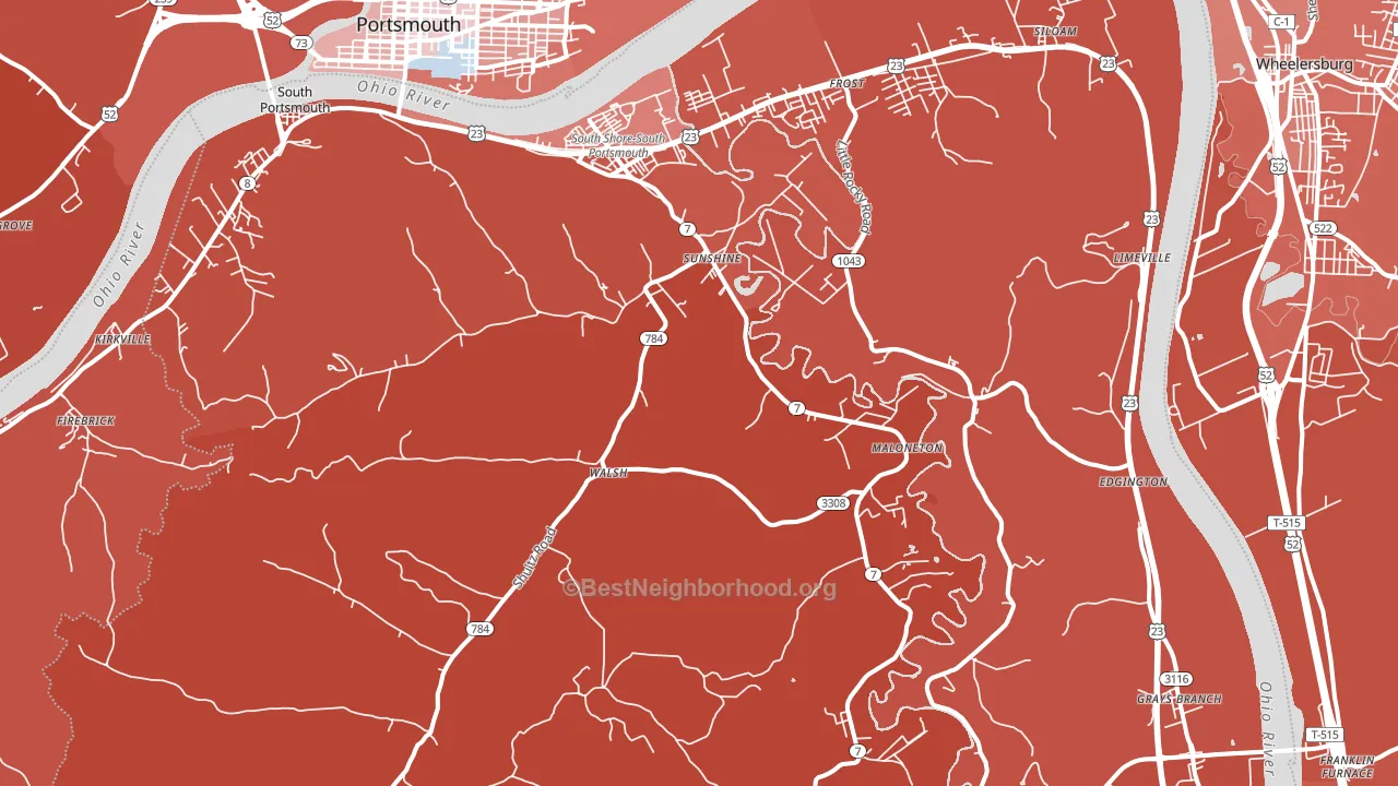 South Shore, KY block-group political-lean map