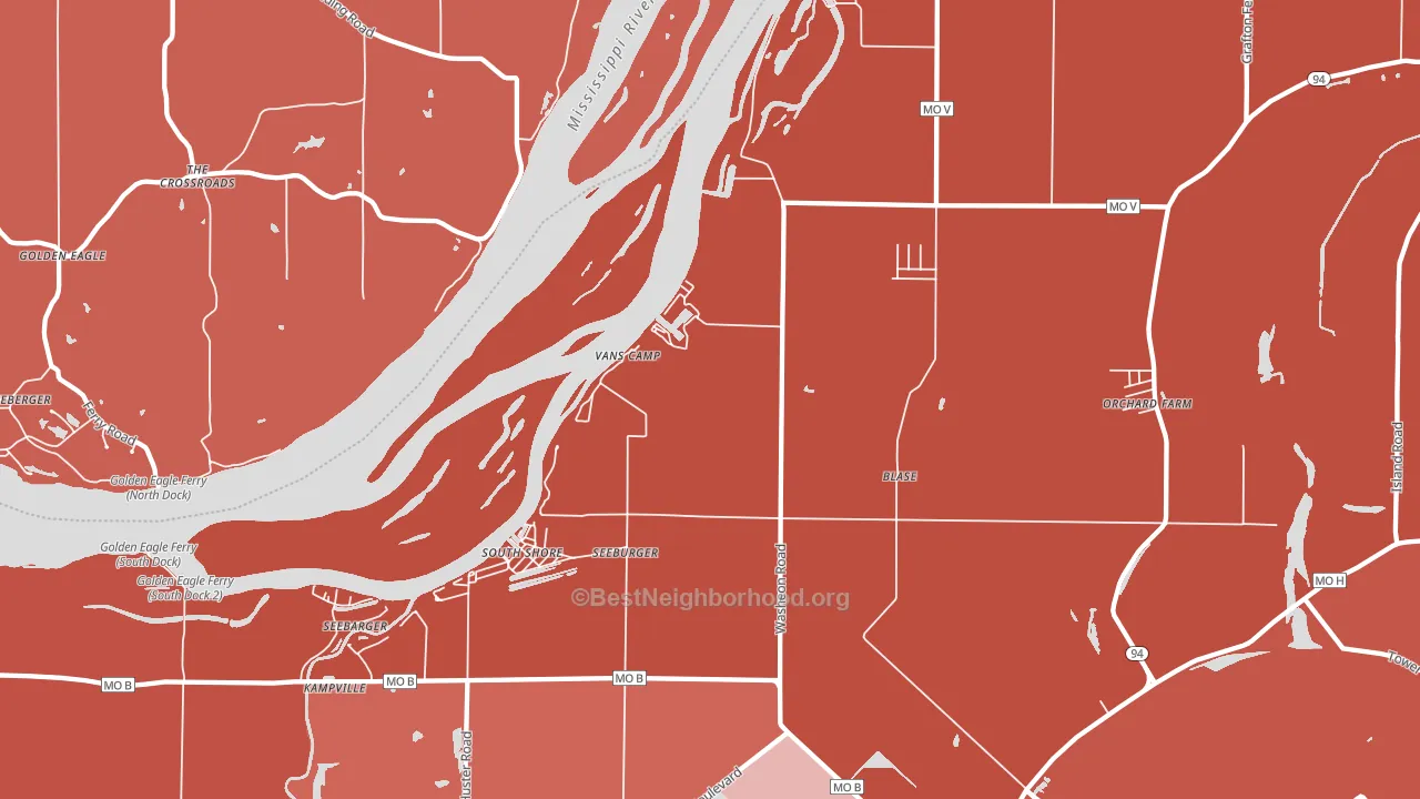 South Shore, MO block-group political-lean map
