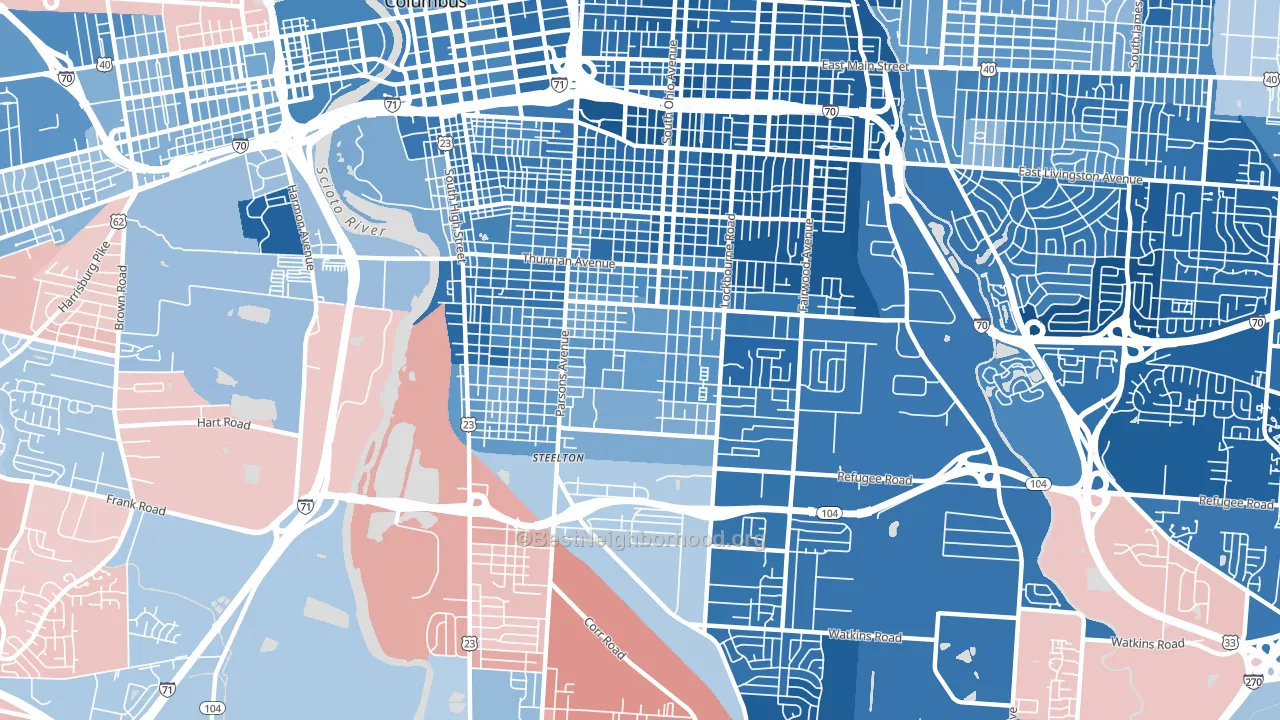 South Side, Columbus, OH block-group political-lean map