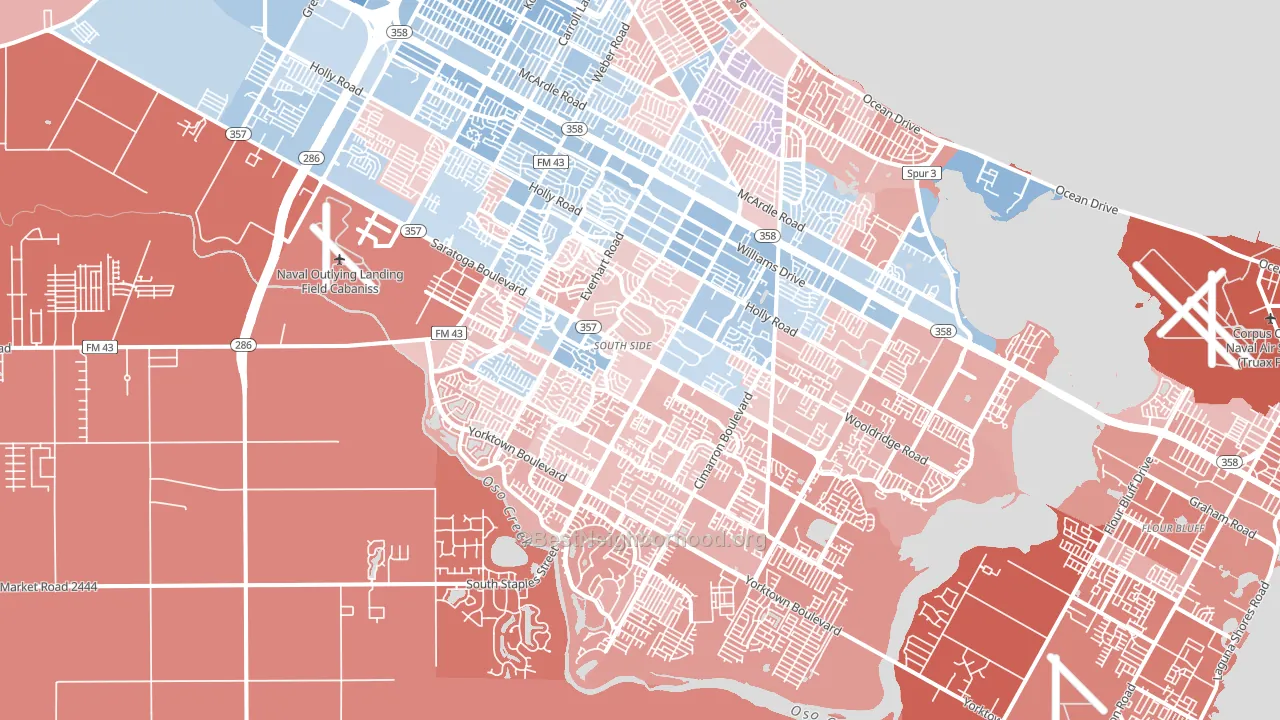 South Side, Corpus Christi, TX block-group political-lean map