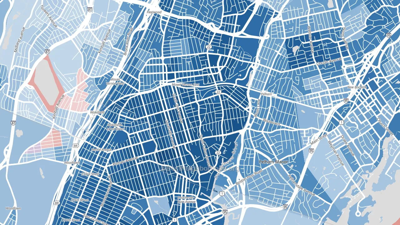 South Side, Mount Vernon, NY block-group political-lean map
