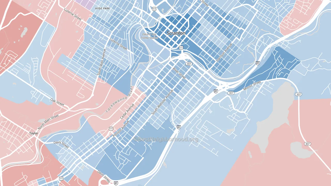 South Side, Scranton, PA block-group political-lean map