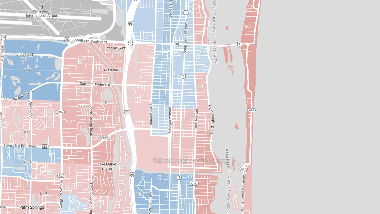South Side, West Palm Beach, FL block-group political-lean map