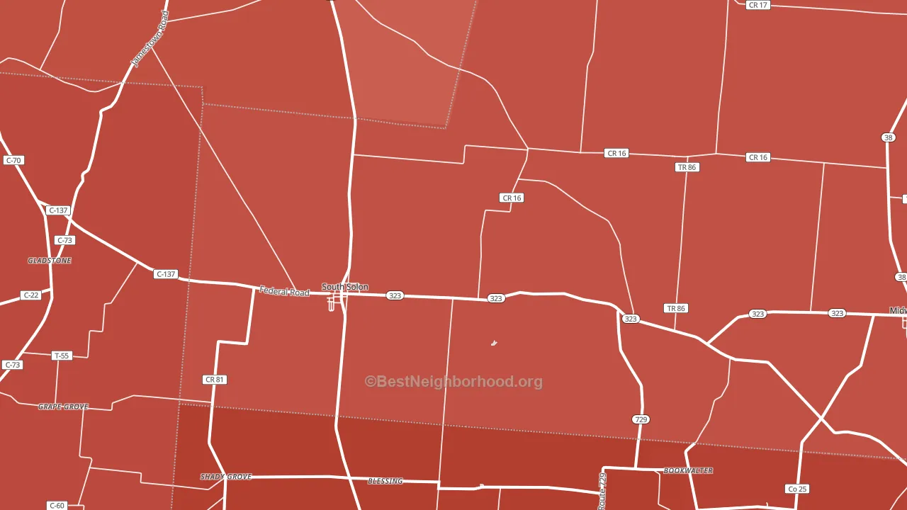 South Solon, OH block-group political-lean map