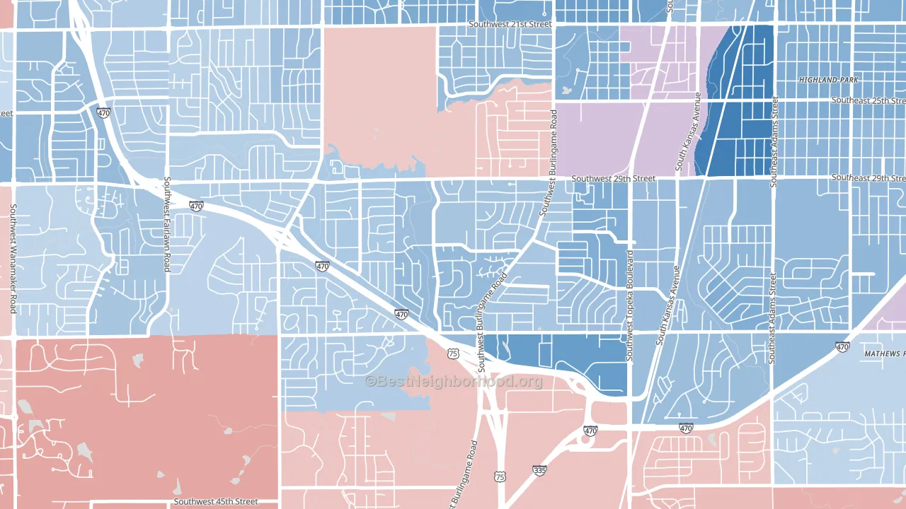 South Southeast 1, Topeka, KS block-group political-lean map