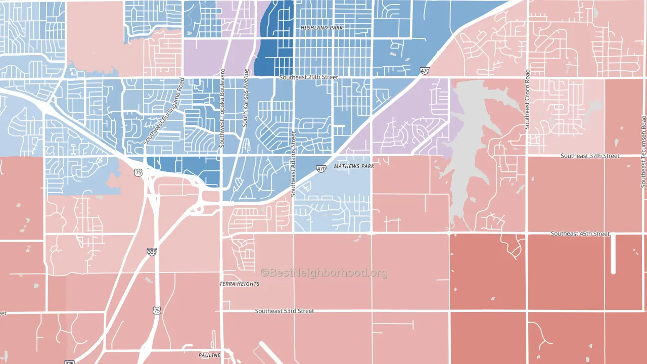 South Southeast 3, Topeka, KS block-group political-lean map