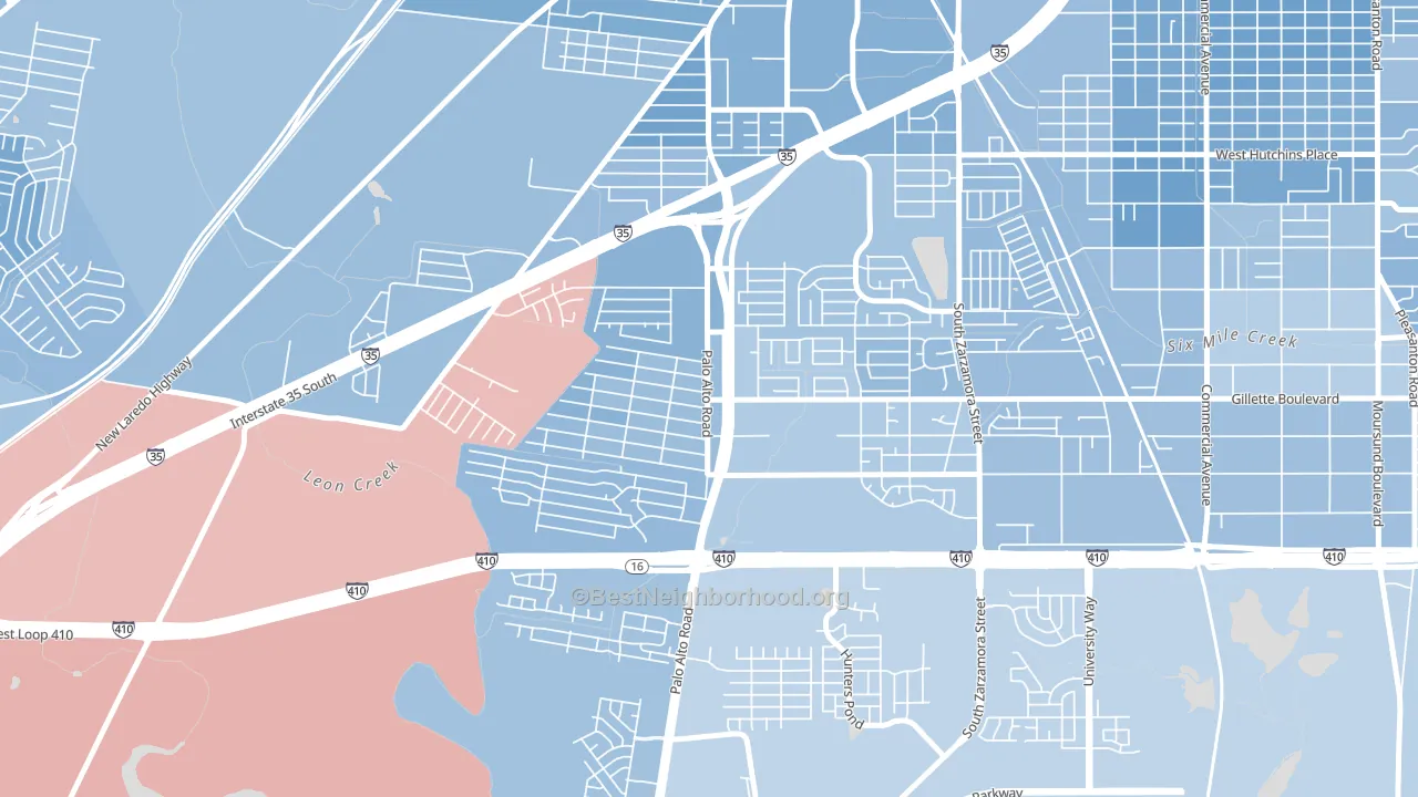South Southwest, San Antonio, TX block-group political-lean map