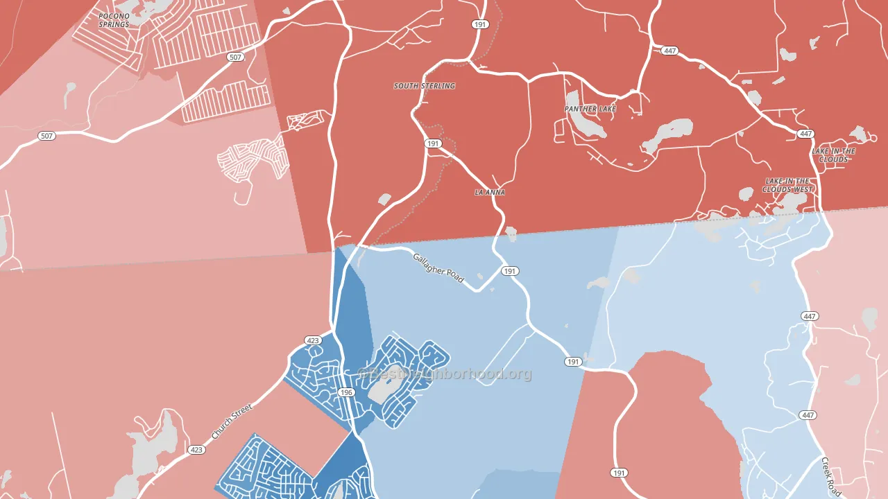 South Sterling, PA block-group political-lean map