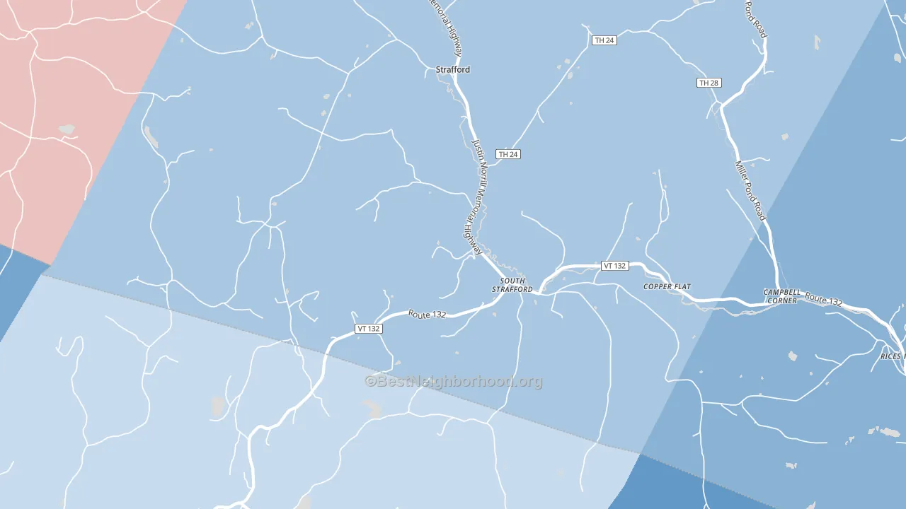South Strafford, VT block-group political-lean map
