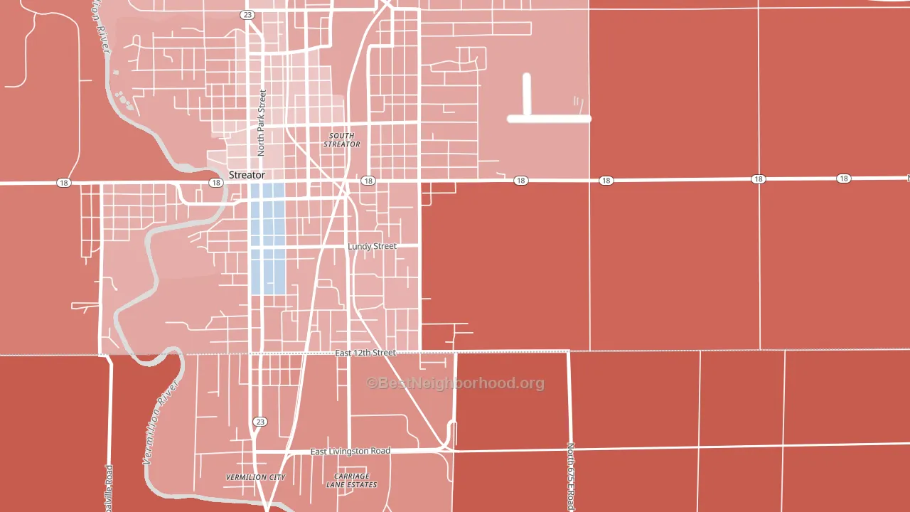 South Streator, IL block-group political-lean map