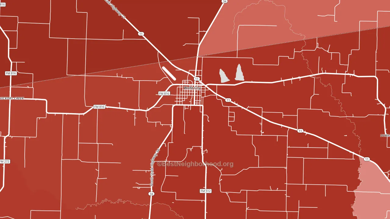 South Sulphur, TX block-group political-lean map