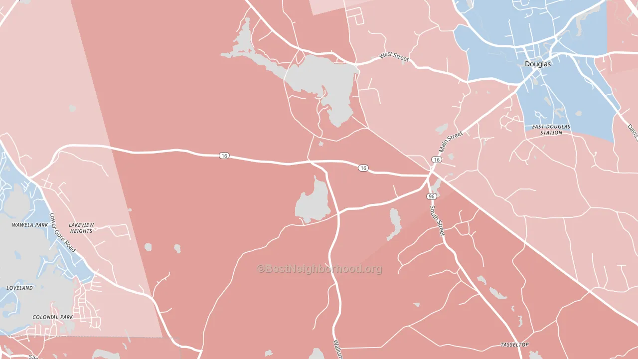 South Sutton, MA block-group political-lean map