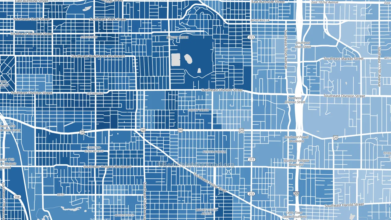South Tabor, Portland, OR block-group political-lean map