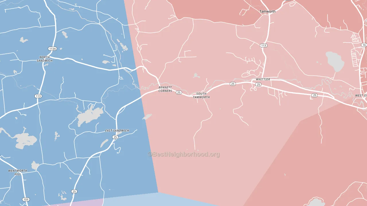 South Tamworth, NH block-group political-lean map