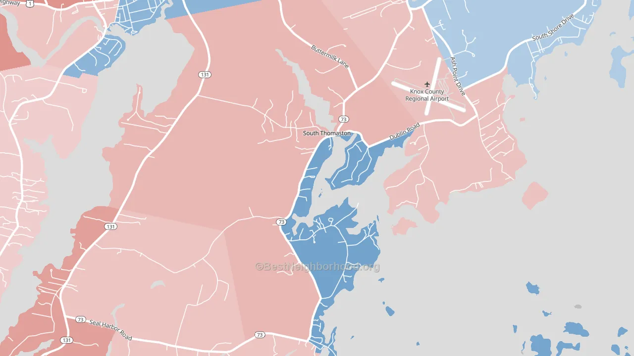 South Thomaston, ME block-group political-lean map
