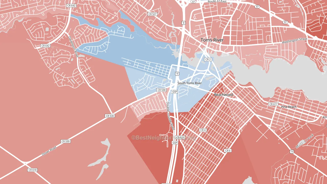 South Toms River, NJ block-group political-lean map