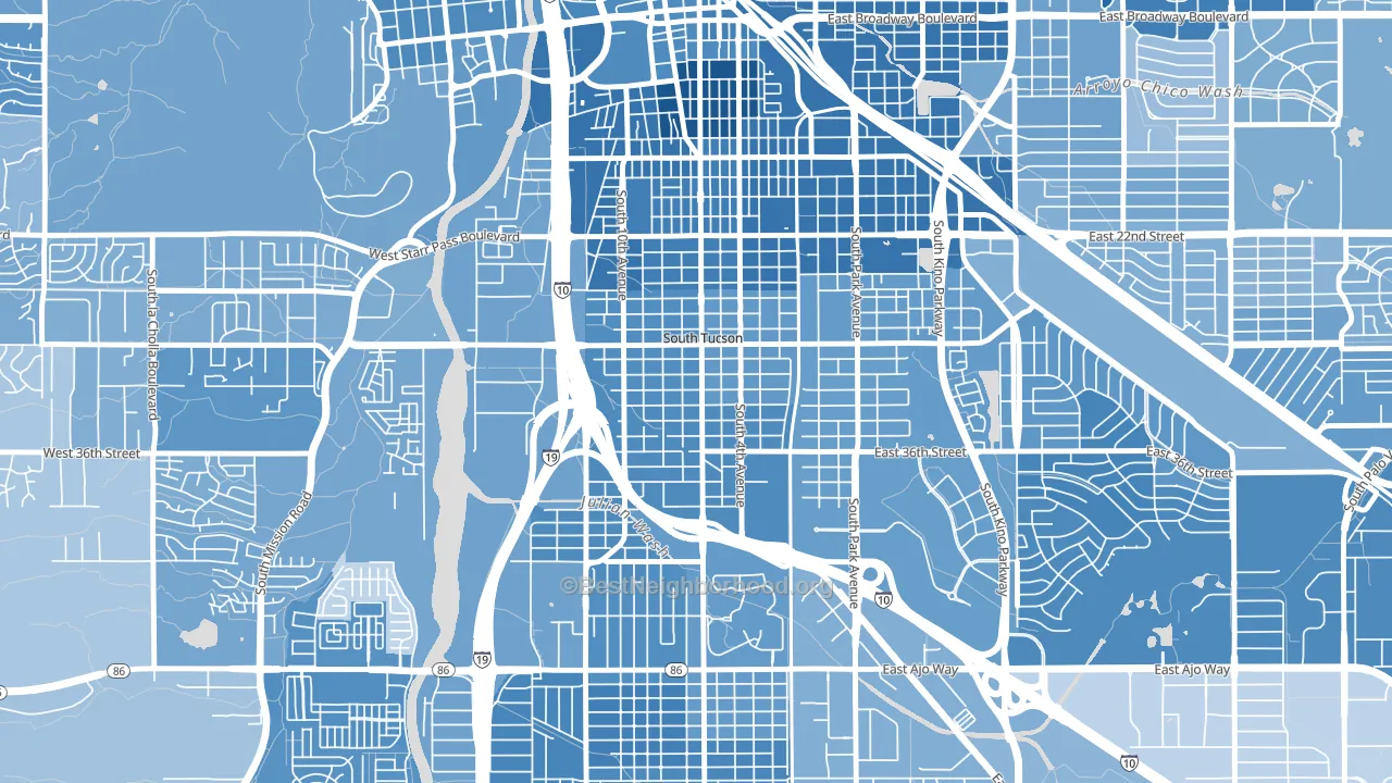 South Tucson, AZ block-group political-lean map