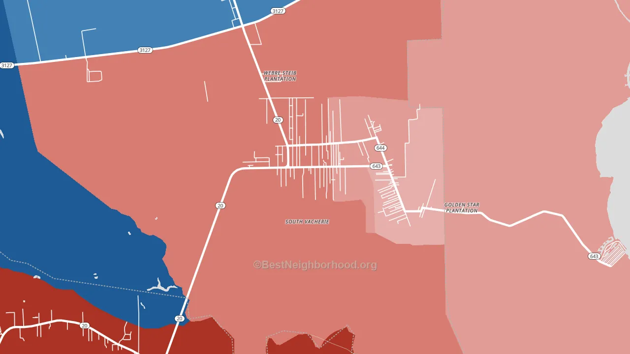 South Vacherie, LA block-group political-lean map