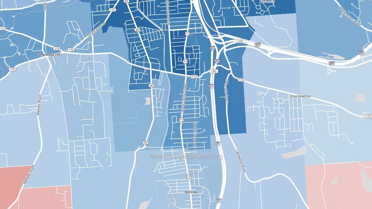 South Valley, Syracuse, NY block-group political-lean map
