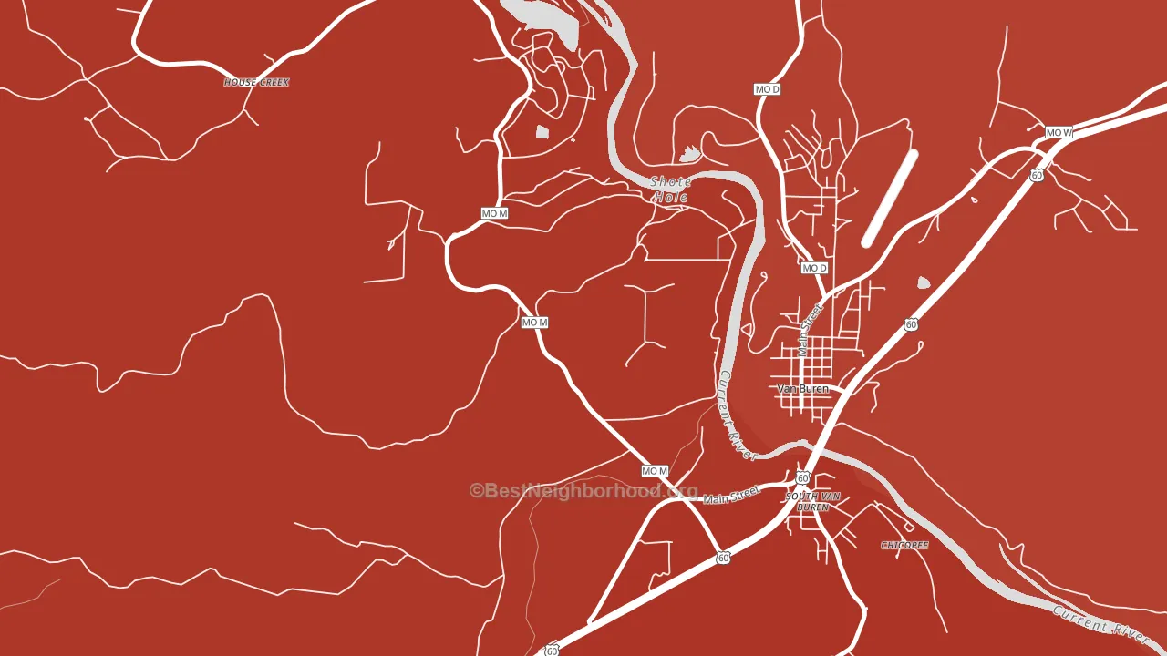 South Van Buren, MO block-group political-lean map