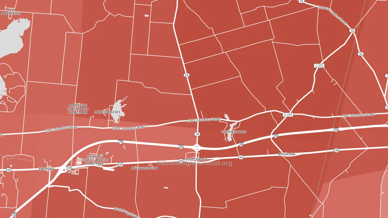 South Vienna, OH block-group political-lean map