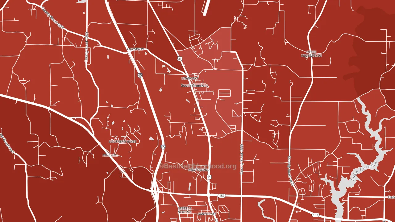 South Vinemont, AL block-group political-lean map