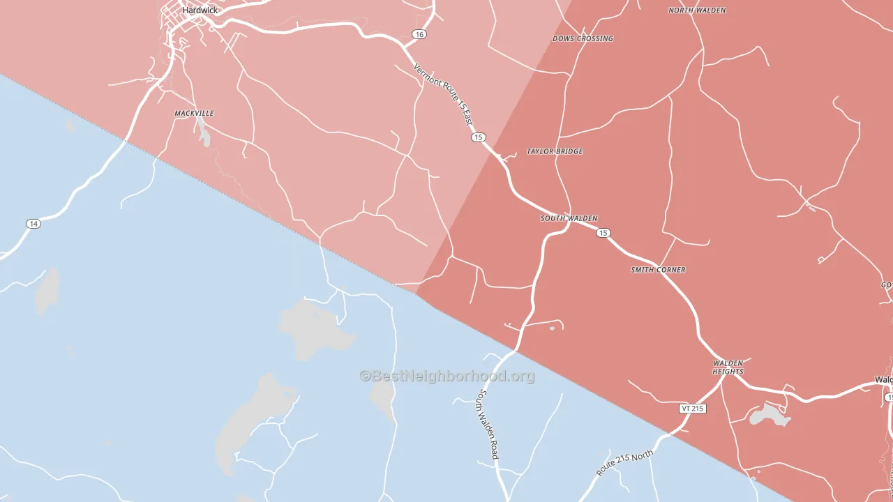 South Walden, VT block-group political-lean map